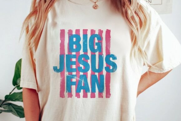 Big Jesus Fan Grunge Stripes PNG for T-Shirt Designs