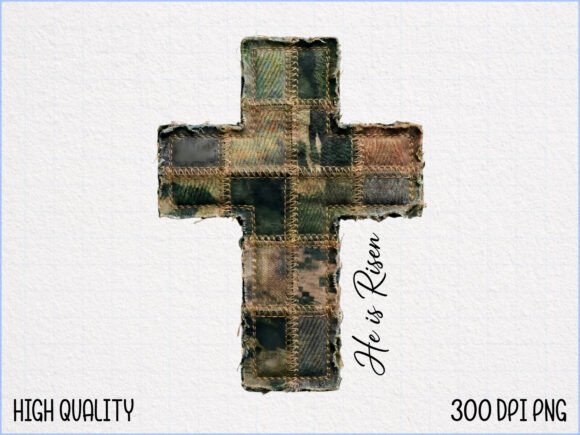 Camo Fabric Christian Cross Clipart PNG for T-Shirt Designs