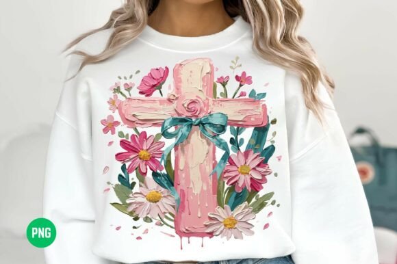Floral Cross PNG: Christian Easter PNG for T-Shirt Designs