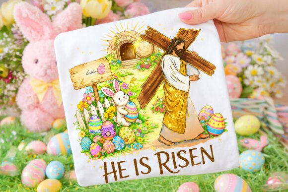 He is Risen PNG: Easter Jesus PNG for T-Shirt Designs