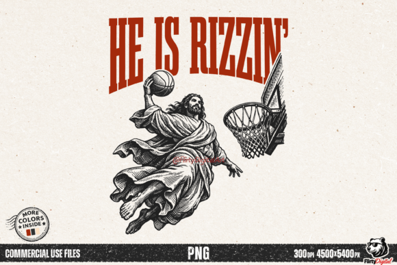 He is Rizzin Jesus Basketball Easter PNG T-Shirt Designs