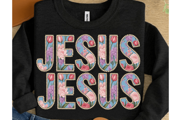 Jesus Floral Pearl PNG, Vintage Patchwork T-Shirt Designs