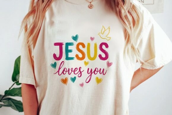 Jesus Loves You Colorful Dove PNG for T-Shirt Designs